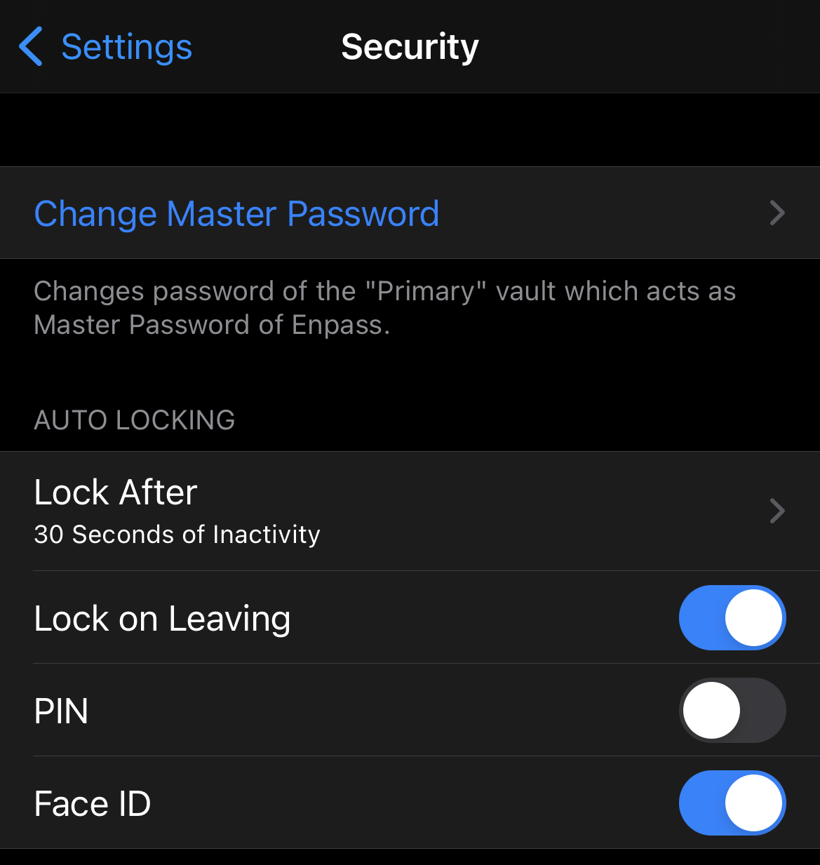 Select autolock option on iOS device